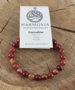 Bracelet Cornaline Rubanée - Perles 8mm, 1 pièce